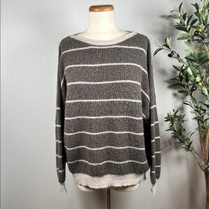 Cozy Striped Oversized Boat Neck Sweater